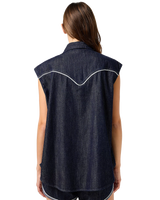 Sleeveless Shirt in Saddle