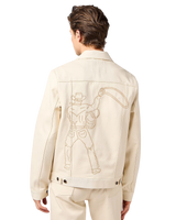 The Wrangler Mens Embroidered Jacket in Ecru