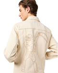 The Wrangler Mens Embroidered Jacket in Ecru