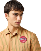 The Wrangler Mens CJ Mechanic Shirt in Orange Stripe