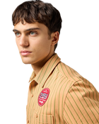 The Wrangler Mens CJ Mechanic Shirt in Orange Stripe
