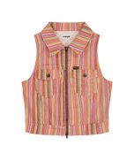 The Wrangler Womens Zip Front Vest Top in Candy Stripe
