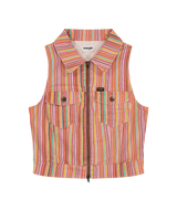 The Wrangler Womens Zip Front Vest Top in Candy Stripe