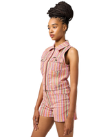 The Wrangler Womens Zip Front Vest Top in Candy Stripe