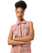 The Wrangler Womens Zip Front Vest Top in Candy Stripe