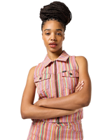 The Wrangler Womens Zip Front Vest Top in Candy Stripe