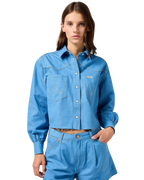 Cut Off Shirt in Cotton Candy Blue