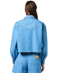 The Wrangler Womens Cut Off Shirt in Cotton Candy Blue