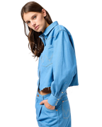 The Wrangler Womens Cut Off Shirt in Cotton Candy Blue