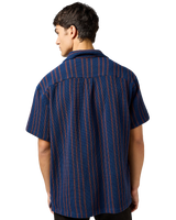 The Wrangler Mens Resort Shirt in Navy Stripe