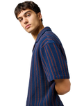 The Wrangler Mens Resort Shirt in Navy Stripe