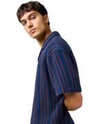 The Wrangler Mens Resort Shirt in Navy Stripe