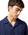 The Wrangler Mens Resort Shirt in Navy Stripe