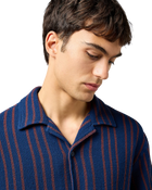 The Wrangler Mens Resort Shirt in Navy Stripe