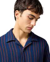 The Wrangler Mens Resort Shirt in Navy Stripe