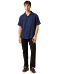 The Wrangler Mens Resort Shirt in Navy Stripe