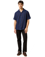 The Wrangler Mens Resort Shirt in Navy Stripe