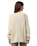 V Neck Cable Knit Jumper in Ivory