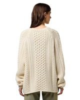 V Neck Cable Knit Jumper in Ivory