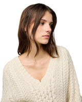 V Neck Cable Knit Jumper in Ivory