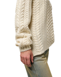 V Neck Cable Knit Jumper in Ivory