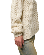 V Neck Cable Knit Jumper in Ivory