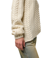 V Neck Cable Knit Jumper in Ivory