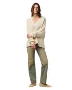 V Neck Cable Knit Jumper in Ivory