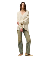 V Neck Cable Knit Jumper in Ivory