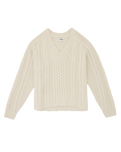The Wrangler Womens V Neck Cable Knit Jumper in Ivory
