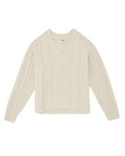 The Wrangler Womens V Neck Cable Knit Jumper in Ivory