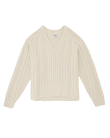 The Wrangler Womens V Neck Cable Knit Jumper in Ivory