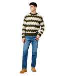 Striped Jumper in Ivy Green