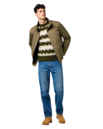 Striped Jumper in Ivy Green