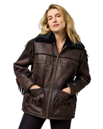 Fringe Wrange Jacket in Brown Leather