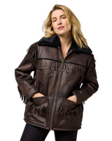 Fringe Wrange Jacket in Brown Leather