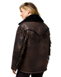 Fringe Wrange Jacket in Brown Leather