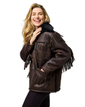 Fringe Wrange Jacket in Brown Leather