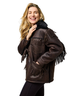 Fringe Wrange Jacket in Brown Leather