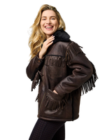 Fringe Wrange Jacket in Brown Leather