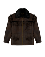 The Wrangler Womens Fringe Wrange Jacket in Brown Leather