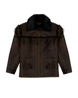 The Wrangler Womens Fringe Wrange Jacket in Brown Leather