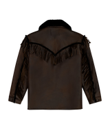 The Wrangler Womens Fringe Wrange Jacket in Brown Leather