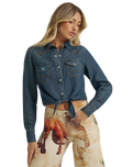 Lainey Wilson Tie Front Denim Shirt in Boho Wash