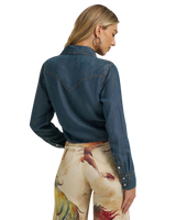 Lainey Wilson Tie Front Denim Shirt in Boho Wash