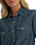 Lainey Wilson Tie Front Denim Shirt in Boho Wash