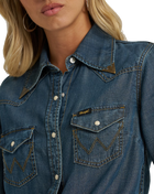Lainey Wilson Tie Front Denim Shirt in Boho Wash