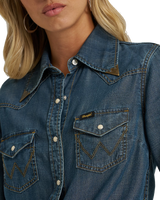 Lainey Wilson Tie Front Denim Shirt in Boho Wash