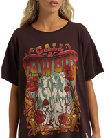 Lainey Wilson Call A Cowboy Oversized Graphic T-Shirt in Mole