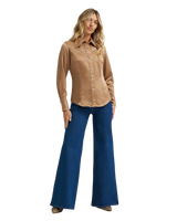 Lainey Wilson Cheeky Wide Leg Jeans in Wrangler Blue